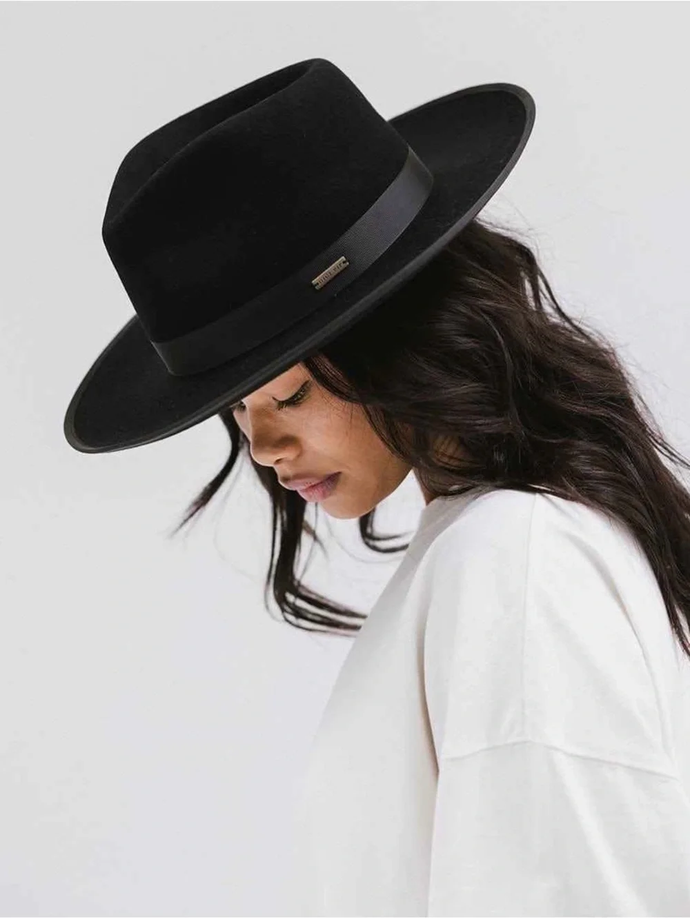 GIGI PIP Black Wide Brim Fedora Hat